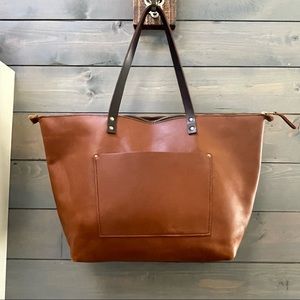 Portland Leather oversized zipper tote honey.